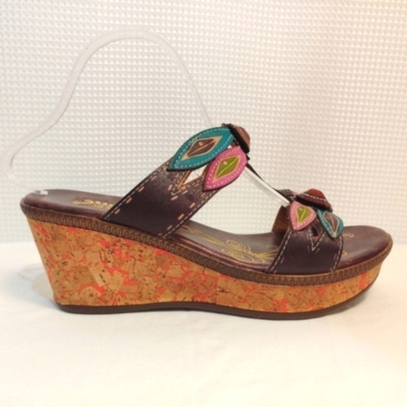 Spring Step Bonita Leather Jeweled Dragonfly Wedge Sandals Colorful 10.5 - Picture 7 of 13